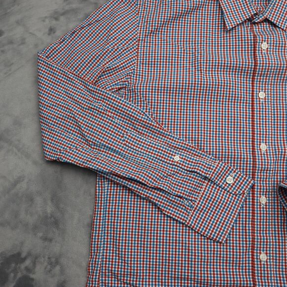 J Crew Shirt Mens Large 16 .5 Blue Red Plaid Dress Workwear Office Button Up - Picture 10 of 16
